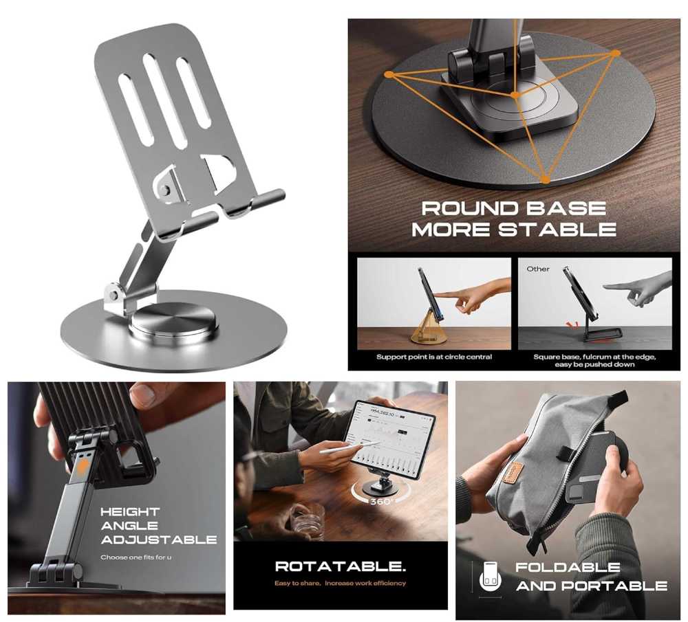 Prolet Aluminium Desktop Phone Stand (360° Rotatable)
