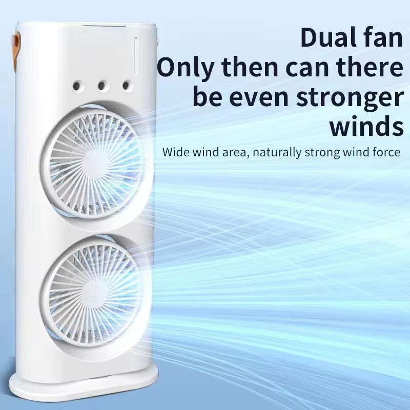 Rechargeable Automatic Rotating Dual Double Spray Mist Fan with Lightening Effects (with Box Packing)