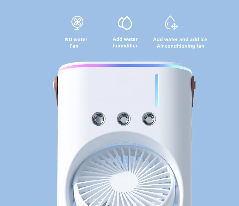 Rechargeable Automatic Rotating Dual Double Spray Mist Fan with Lightening Effects (with Box Packing)