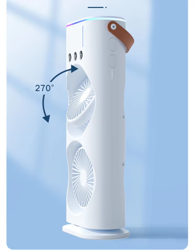 Rechargeable Automatic Rotating Dual Double Spray Mist Fan with Lightening Effects (with Box Packing)