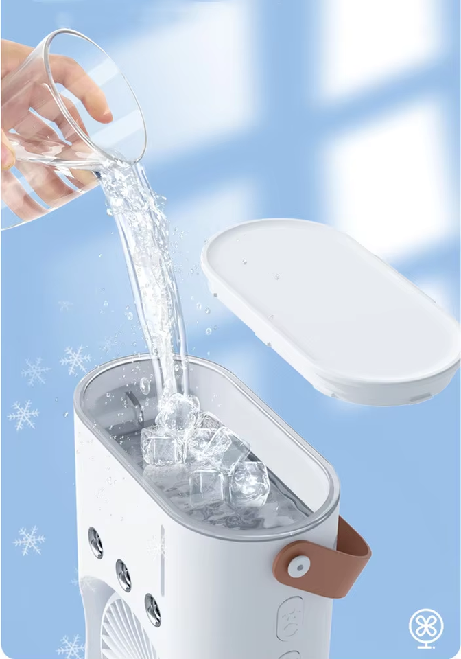 Rechargeable Automatic Rotating Dual Double Spray Mist Fan with Lightening Effects (with Box Packing)